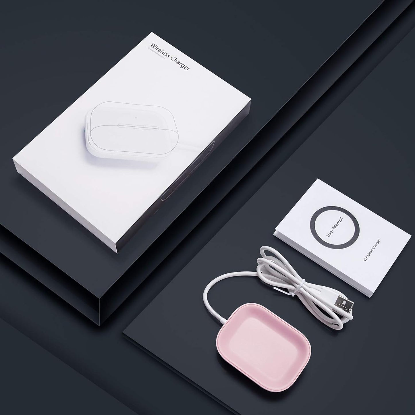 For Airpods Pro Charger, Wireless Charger for Airpods 4 (Active Noise Cancellation)/3Rd/Airpods Pro 2Nd/Airpods Pro/Airpods, Wireless Charging Station for Airpods and Airpods Pro, Pink